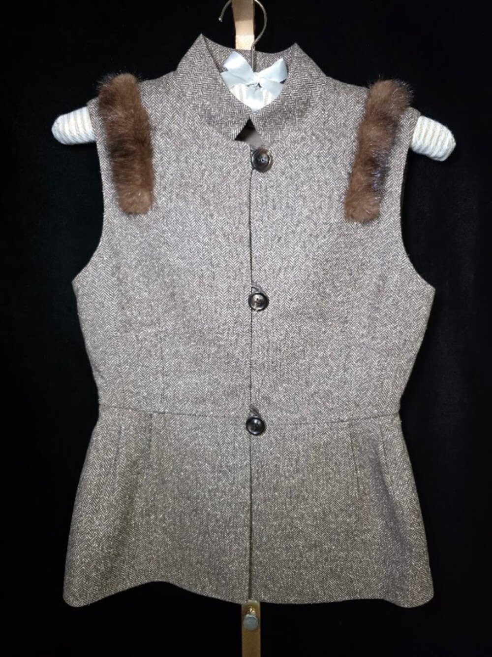 Vintage Herringbone Tweed-like Vest